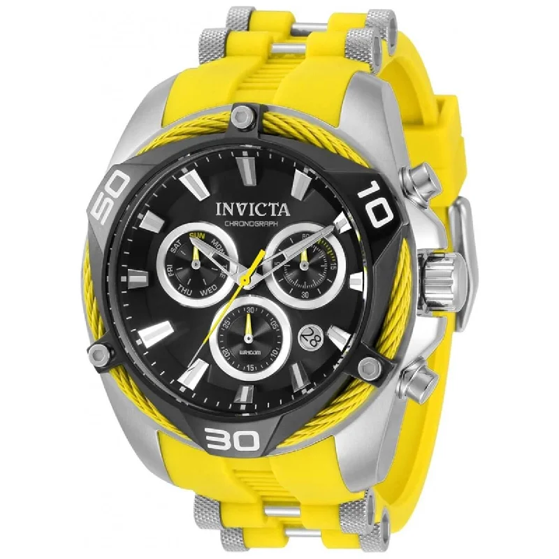 women’s watches with interchangeable bands Invicta Men's Chronograph Watch - Bolt Black Dial Yellow and Silver Tone Strap | 31313 women’s watches with interchangeable bands Invicta Men's Chronograph Watch - Bolt Black Dial Yellow and Silver Tone Strap | 31313