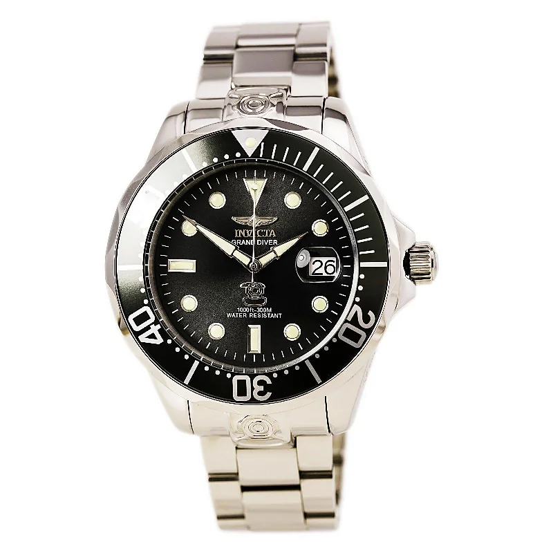 Men's dress watches with slim profile Invicta 16037 Men's Grand Diver Charcoal Dial Steel Bracelet Automatic Dive Watch Men's dress watches with slim profile Invicta 16037 Men's Grand Diver Charcoal Dial Steel Bracelet Automatic Dive Watch
