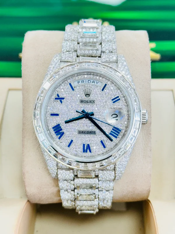 Women's dress watches with elegant straps Rolex Day-Date 40 228206 Custom Diamond Set Platinum Custom Baguette Bezel MINT Women's dress watches with elegant straps Rolex Day-Date 40 228206 Custom Diamond Set Platinum Custom Baguette Bezel MINT