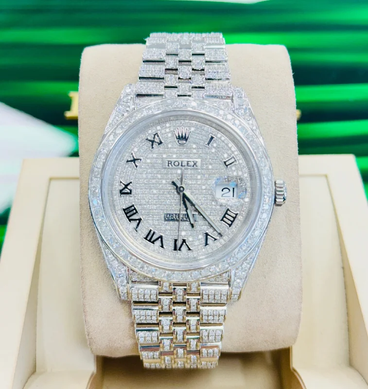 Watches with a luxurious look   Rolex Datejust 41 126300 Full Custom Diamond Pave Set Box and Papers UNWORN