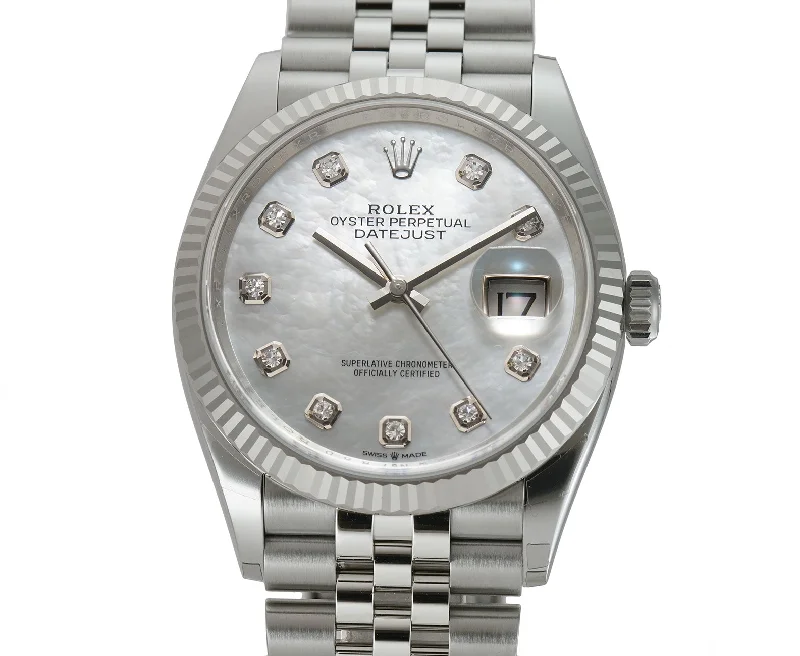 Luxury quartz watches with high-end movements 36mm Steel MOP Mother Of Pearl Diamond Dial 18k Fluted Bezel Jubilee Bracelet Luxury quartz watches with high-end movements 36mm Steel MOP Mother Of Pearl Diamond Dial 18k Fluted Bezel Jubilee Bracelet