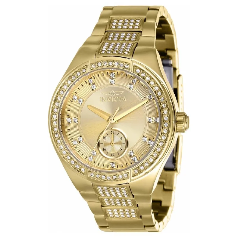 Watches with a stylish look   Invicta Women's Crystal Watch - Specialty Quartz Gold Tone Dial Bracelet | 38631