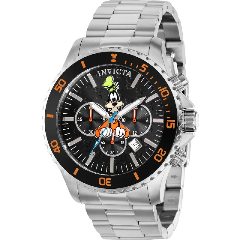 Watches made for exclusive collectors Invicta Men's Watch - Disney Goofy Quartz Chronograph Black Dial SS Bracelet | 39055 Watches made for exclusive collectors Invicta Men's Watch - Disney Goofy Quartz Chronograph Black Dial SS Bracelet | 39055