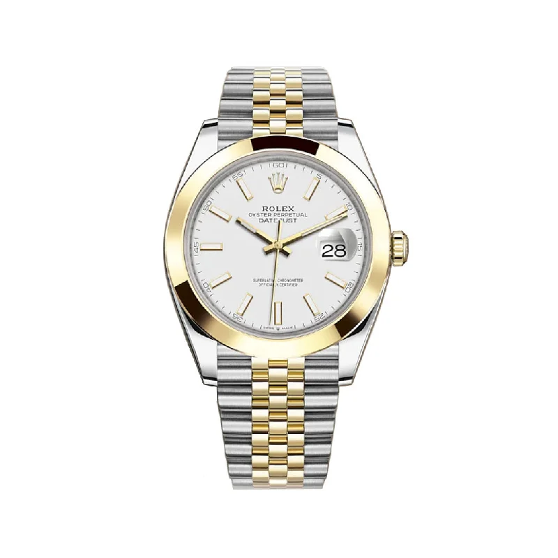 Formal watches for evening events   41mm Steel & Yellow Gold White Index Dial Jubilee Bracelet