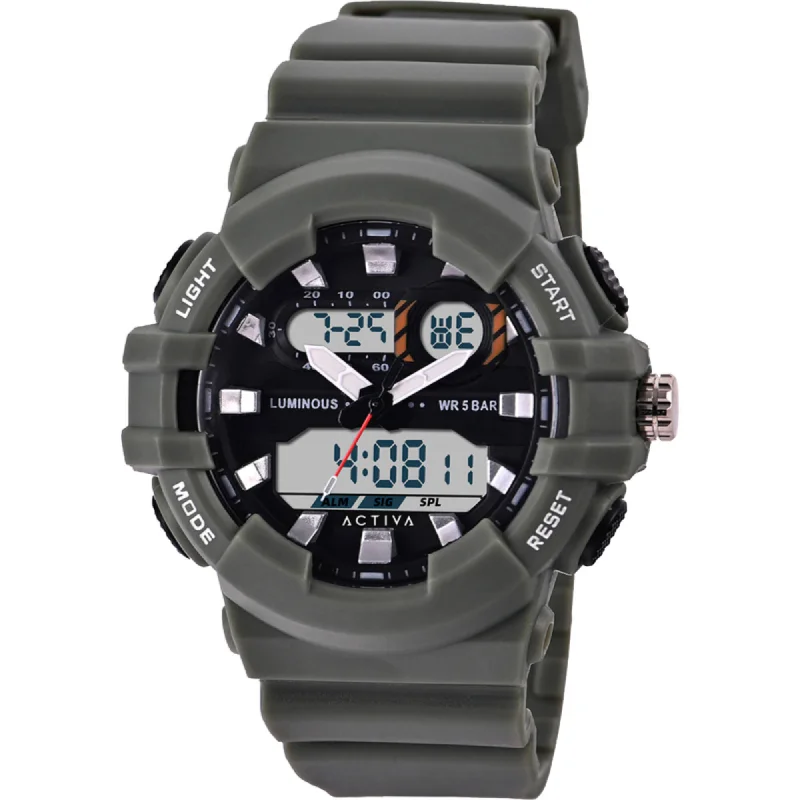 stylish watches for casual wear Invicta Unisex Watch - Activa Alarm Analog-Digital Dial Green Strap | ACW496-003 stylish watches for casual wear Invicta Unisex Watch - Activa Alarm Analog-Digital Dial Green Strap | ACW496-003