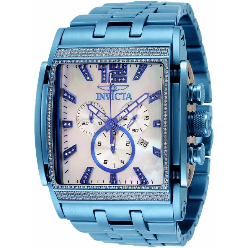 Vintage style quartz watches Invicta Men's Quartz Watch - Speedway MOP Dial Light Blue Bracelet Diamond | 34392 Vintage style quartz watches Invicta Men's Quartz Watch - Speedway MOP Dial Light Blue Bracelet Diamond | 34392