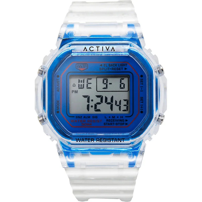 Watches with a stylish look Invicta Unisex Watch - Activa Digital Blue Dial Transparent Strap | ACW424-007 Watches with a stylish look Invicta Unisex Watch - Activa Digital Blue Dial Transparent Strap | ACW424-007