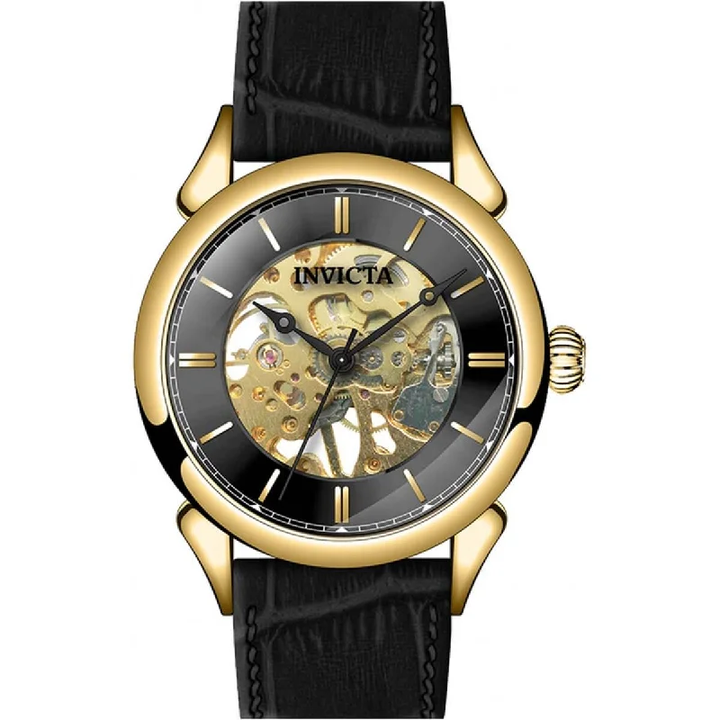 Watches for daily wear Invicta Men's Mechanical Watch - Vintage Black and Skeleton Dial Leather Strap | 38173 Watches for daily wear Invicta Men's Mechanical Watch - Vintage Black and Skeleton Dial Leather Strap | 38173