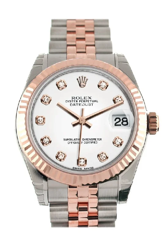 Watches with leather straps and quick release clasps Rolex Datejust 31 White Diamond Dial Fluted Bezel 18K Rose Gold Two Tone Jubilee Ladies Watch 178271 Pre-owned Watches with leather straps and quick release clasps Rolex Datejust 31 White Diamond Dial Fluted Bezel 18K Rose Gold Two Tone Jubilee Ladies Watch 178271 Pre-owned