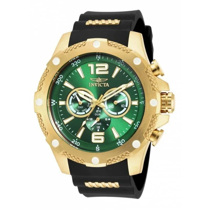 Watches with leather straps and quick release clasps   Invicta Men's 19661 I-Force Black and Gold-Tone Polyurethane and Stainless Steel Watch