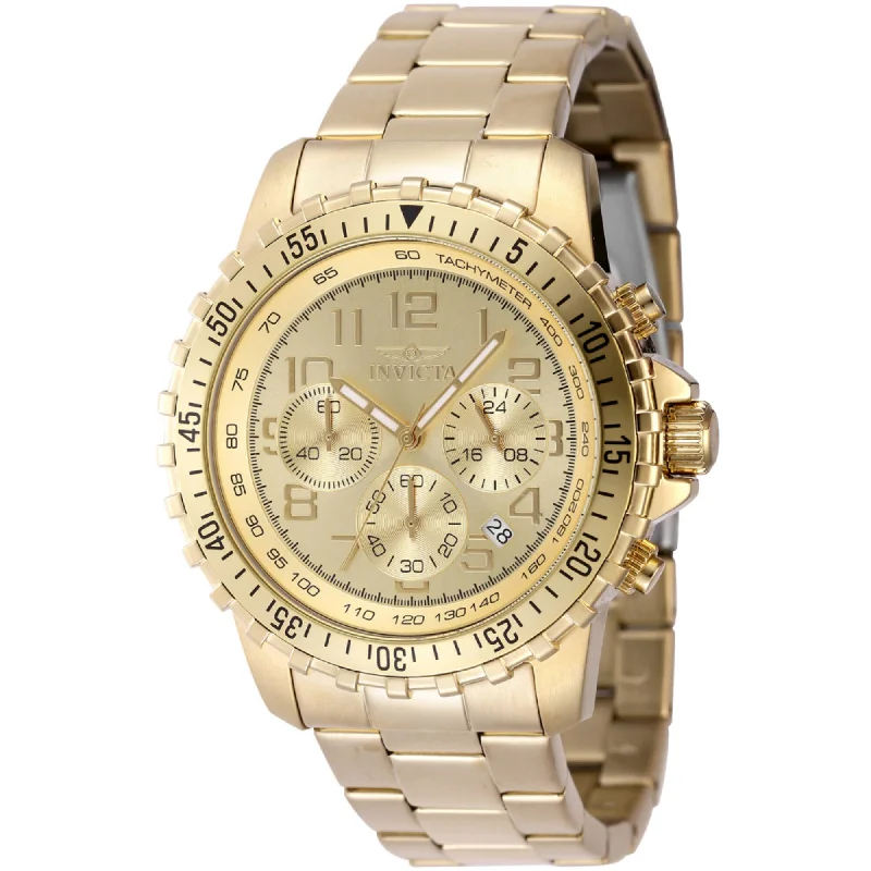 Modern design square dial watches Invicta Men's Watch - Specialty Quartz Chronograph Yellow Gold Steel Bracelet | 48379 Modern design square dial watches Invicta Men's Watch - Specialty Quartz Chronograph Yellow Gold Steel Bracelet | 48379