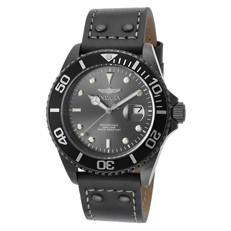 Women's dress watches with elegant straps Invicta Men's Grey Leather Strap Watch - Pro Diver Quartz Grey Dial Dive | 22077 Women's dress watches with elegant straps Invicta Men's Grey Leather Strap Watch - Pro Diver Quartz Grey Dial Dive | 22077