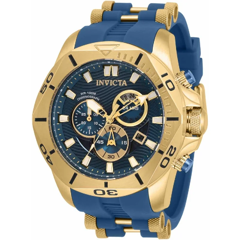 Formal watches for business people Invicta Men's Chronograph Watch - Speedway Quartz Yellow Gold and Blue Strap | 32259 Formal watches for business people Invicta Men's Chronograph Watch - Speedway Quartz Yellow Gold and Blue Strap | 32259