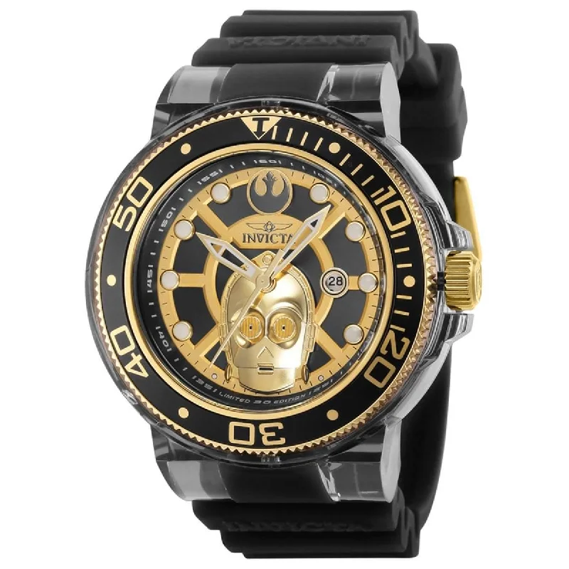Watches with adjustable straps for a perfect fit Invicta Men's Quartz Watch - Star Wars Rotating Bezel Black and Gold Tone Dial | 39709 Watches with adjustable straps for a perfect fit Invicta Men's Quartz Watch - Star Wars Rotating Bezel Black and Gold Tone Dial | 39709
