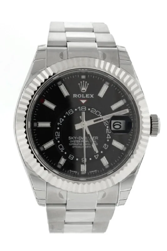 Watches with a stylish look   Rolex Sky Dweller Black Dial 18K White Gold Bezel Oyster Men's Watch 326934