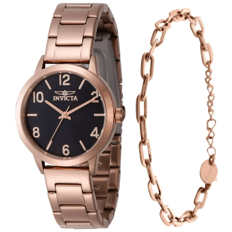 Watches with leather straps and quick release clasps Invicta Women's Watch with Bracelet Set - Wildflower Rose Gold Bracelet | 47272 Watches with leather straps and quick release clasps Invicta Women's Watch with Bracelet Set - Wildflower Rose Gold Bracelet | 47272