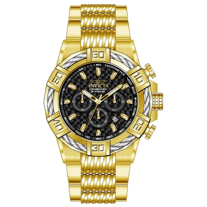 stylish watches for everyday wear Invicta Men's Quartz Watch - Bolt Black Carbon Fiber Dial Yellow Gold Bracelet | 38022 stylish watches for everyday wear Invicta Men's Quartz Watch - Bolt Black Carbon Fiber Dial Yellow Gold Bracelet | 38022