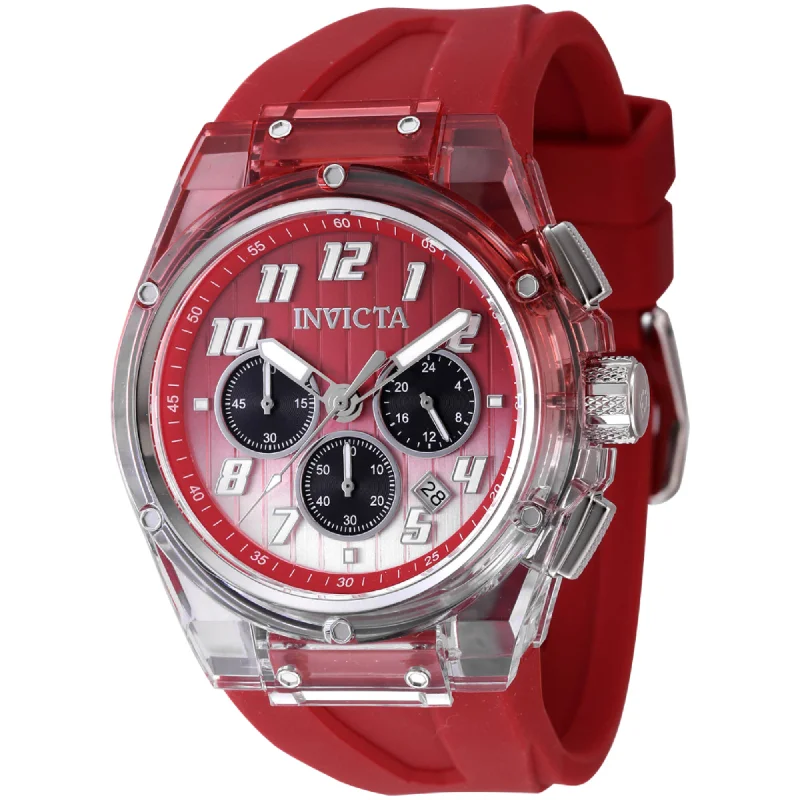 Men's dress watches with slim profile   Invicta Men's Watch - S1 Rally Chronograph Black, Red, Metallic White Dial | 47349
