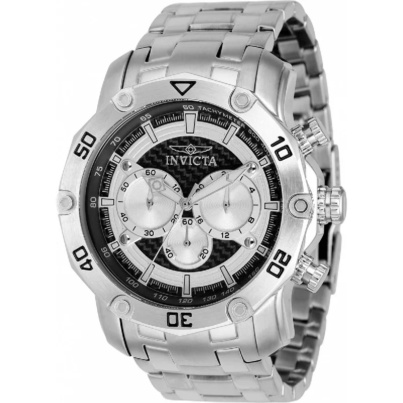 Formal watches for evening events   Invicta Men's Watch - Pro Diver Chronograph Silver and Black Glass Fiber Dial | 37726