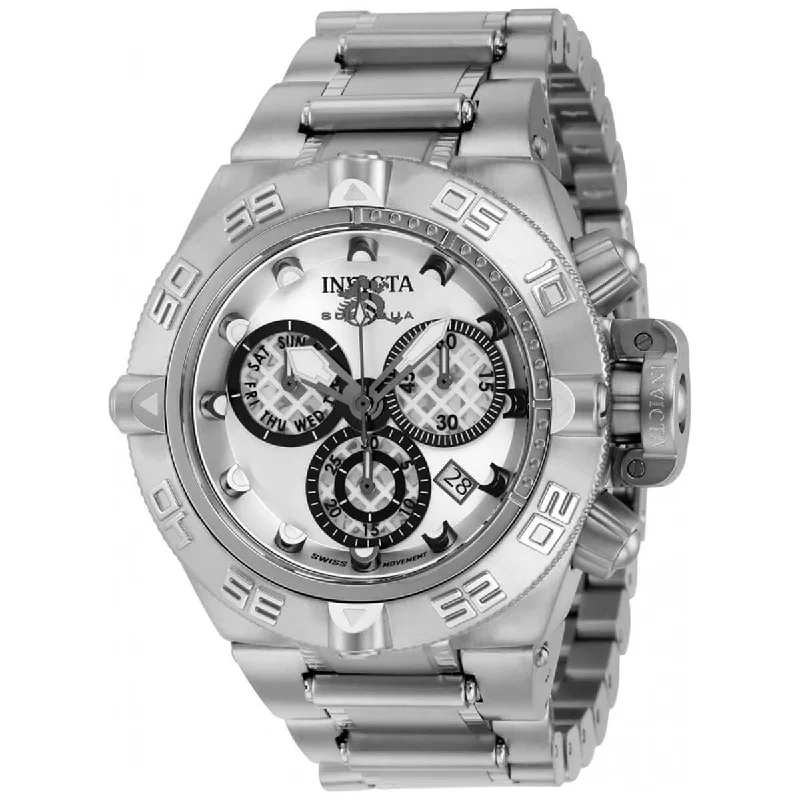 watches with custom engravings for gifts Invicta Men's Chronograph Watch - Subaqua Noma IV Silver Tone Dial Bracelet | 37590 watches with custom engravings for gifts Invicta Men's Chronograph Watch - Subaqua Noma IV Silver Tone Dial Bracelet | 37590