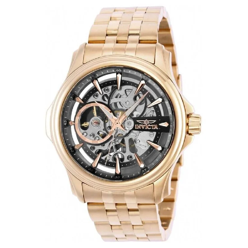 Men's dress watches with slim profile Invicta Men's Mechanical Watch - Vintage Skeleton Dial Rose Gold Bracelet | 37947 Men's dress watches with slim profile Invicta Men's Mechanical Watch - Vintage Skeleton Dial Rose Gold Bracelet | 37947