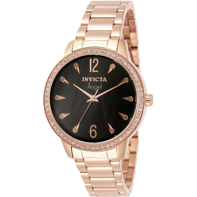 Watches with a sophisticated look Invicta Women's Watch - Angel Quartz Black Dial RG Stainless Steel Bracelet | 31370 Watches with a sophisticated look Invicta Women's Watch - Angel Quartz Black Dial RG Stainless Steel Bracelet | 31370