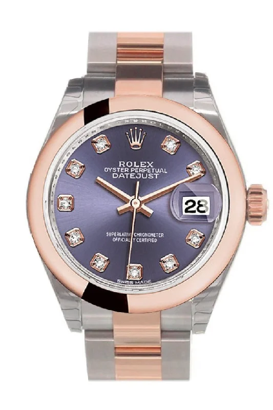 designer watches for special occasions   Rolex Datejust 28 Aubergine Diamond Dial Ladies Watch 279161 NP