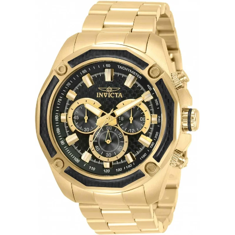 Watches made for exclusive collectors Invicta Men's Chronograph Watch - Aviator Black Dial Yellow Gold Bracelet | 34158 Watches made for exclusive collectors Invicta Men's Chronograph Watch - Aviator Black Dial Yellow Gold Bracelet | 34158