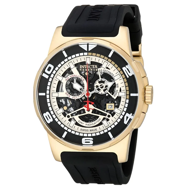 Watches with a classic look Invicta Men's Reserve Chronograph Watch - Sea Vulture Skeleton Dial Black Strap Watches with a classic look Invicta Men's Reserve Chronograph Watch - Sea Vulture Skeleton Dial Black Strap