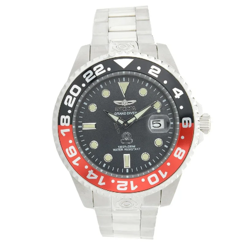 Watches with a classic look Invicta 21867 Men's Grand Diver Black & Red Accented Bezel Steel Bracelet Automatic Dive Watch Watches with a classic look Invicta 21867 Men's Grand Diver Black & Red Accented Bezel Steel Bracelet Automatic Dive Watch