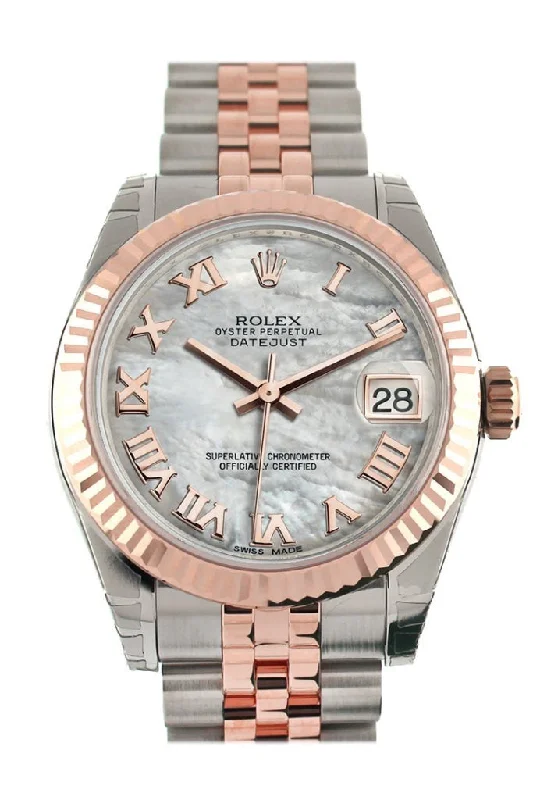 Modern design square dial watches   Rolex Datejust 31 White Mother of Pearl Roman Dial Fluted Bezel 18K Rose Gold Two Tone Jubilee Ladies Watch 178271 Pre-owned