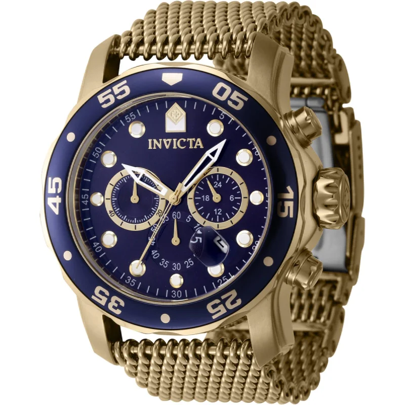 Watches with adjustable straps for a perfect fit Invicta Men's Watch - Pro Diver Chronograph Blue Dial Yellow Gold Bracelet | 47239 Watches with adjustable straps for a perfect fit Invicta Men's Watch - Pro Diver Chronograph Blue Dial Yellow Gold Bracelet | 47239