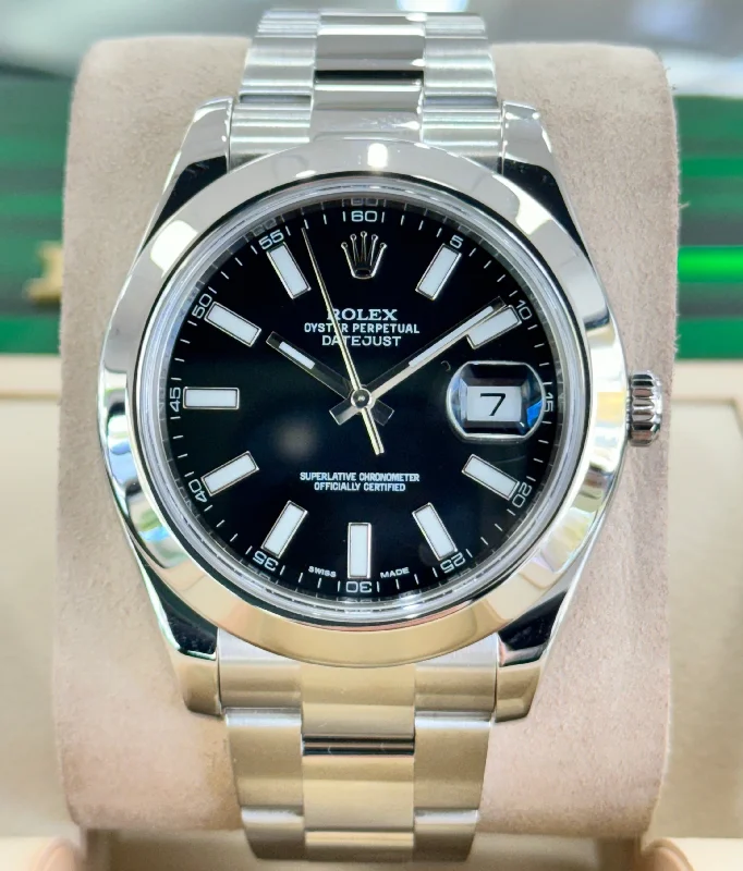 Luxury brand automatic watches for men Rolex Datejust II 116300 41mm Black Stick Dial Oyster Stainless Steel PreOwned Luxury brand automatic watches for men Rolex Datejust II 116300 41mm Black Stick Dial Oyster Stainless Steel PreOwned