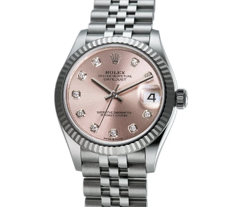 Watches for special occasions   31mm Steel and 18k Fluted Bezel Pink Diamond-Set Dial Jubilee Bracelet