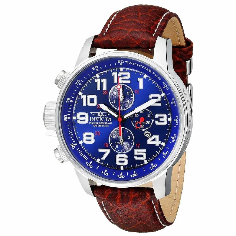 Watches with adjustable straps for a perfect fit Invicta Men's Chronograph Watch - Force Blue Dial Brown Leather Strap | 3328 Watches with adjustable straps for a perfect fit Invicta Men's Chronograph Watch - Force Blue Dial Brown Leather Strap | 3328