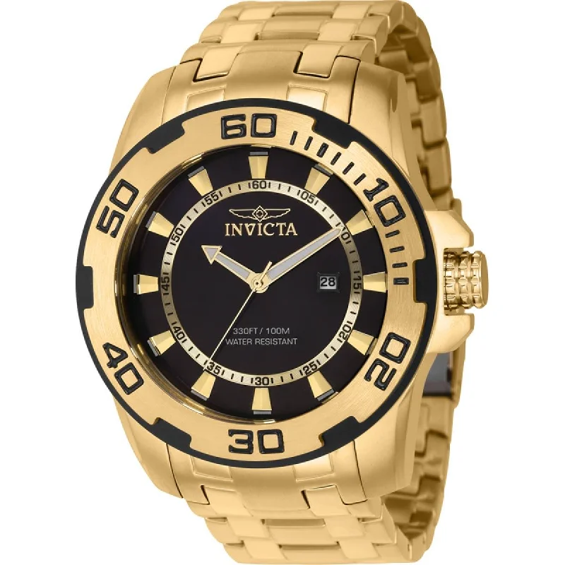 Men's dress watches with slim profile Invicta Men's Watch - Pro Diver Black Dial Yellow Stainless Steel Bracelet | 39109 Men's dress watches with slim profile Invicta Men's Watch - Pro Diver Black Dial Yellow Stainless Steel Bracelet | 39109
