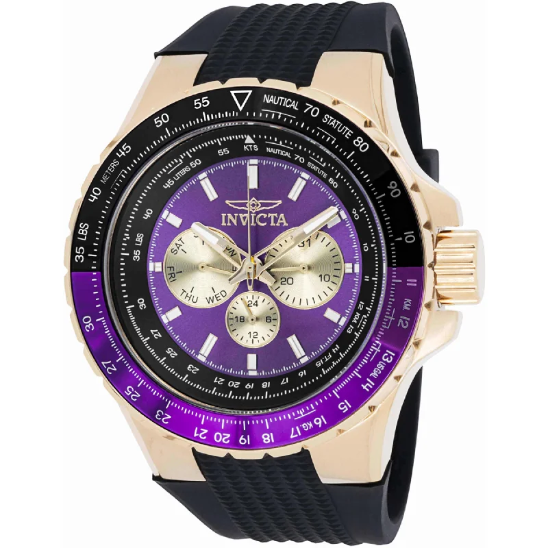 Watches made for exclusive collectors Invicta Men's Watch - Aviator Chronograph Purple and Gold Tone Dial Strap | 44613 Watches made for exclusive collectors Invicta Men's Watch - Aviator Chronograph Purple and Gold Tone Dial Strap | 44613
