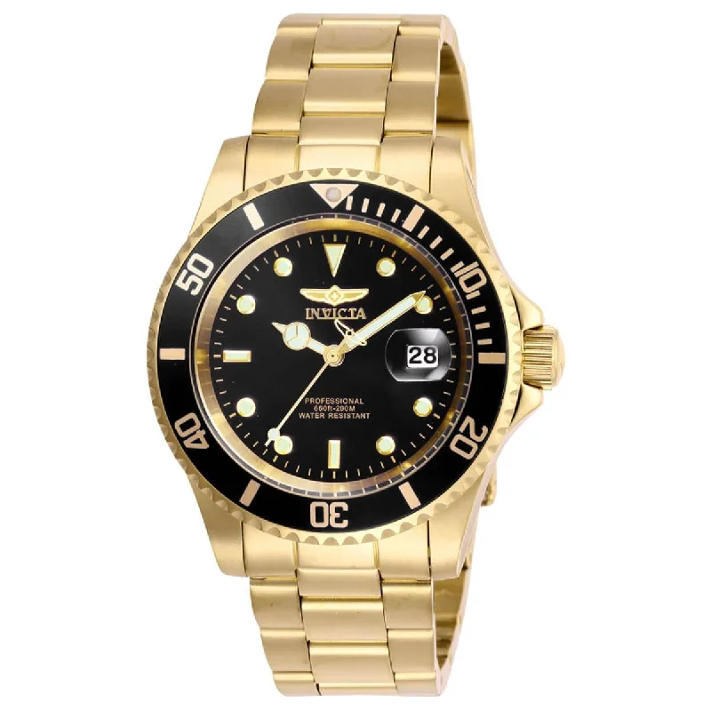 Watches with adjustable straps for a perfect fit   Invicta Men's Quartz Watch - Pro Diver Black Dial Yellow Gold Bracelet | 26975