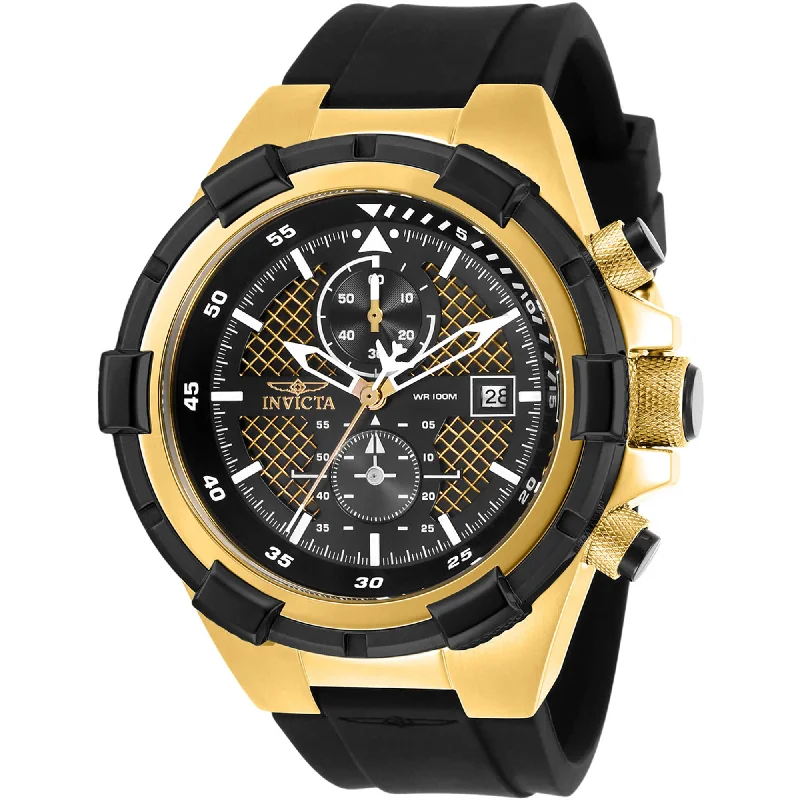 Watches with a luxurious look Invicta Men's Watch - Aviator Quartz Chronograph Black and Gold Dial Strap | 28100 Watches with a luxurious look Invicta Men's Watch - Aviator Quartz Chronograph Black and Gold Dial Strap | 28100