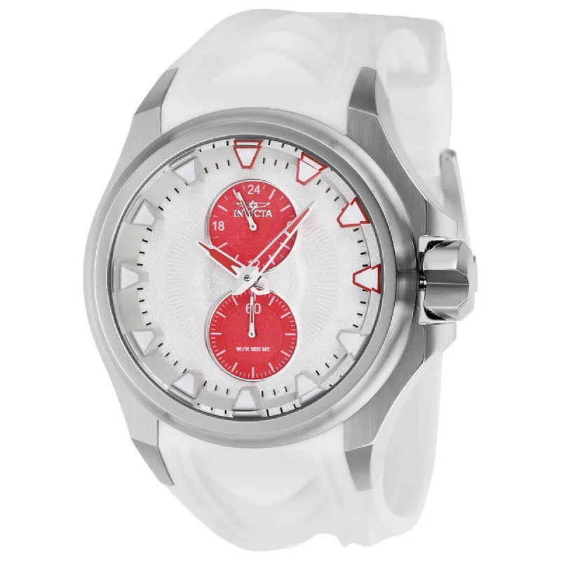 Watches with leather straps and quick release clasps Invicta Men's Watch - S1 Rally Silver Tone and Red Dial White Rubber Strap | 38013 Watches with leather straps and quick release clasps Invicta Men's Watch - S1 Rally Silver Tone and Red Dial White Rubber Strap | 38013
