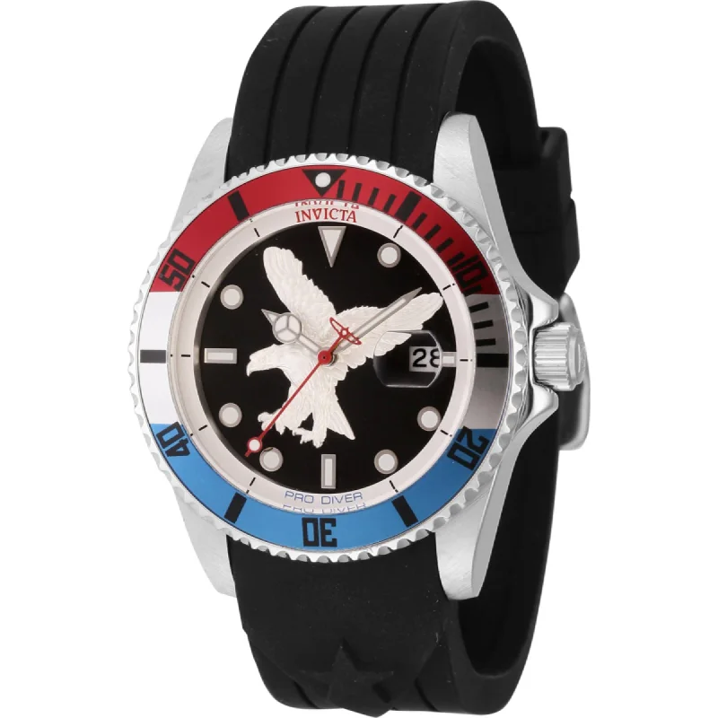 Men's dress watches with slim profile Invicta Men's Watch - Pro Diver Silver Tone and Black Dial Silicone Strap | 45872 Men's dress watches with slim profile Invicta Men's Watch - Pro Diver Silver Tone and Black Dial Silicone Strap | 45872