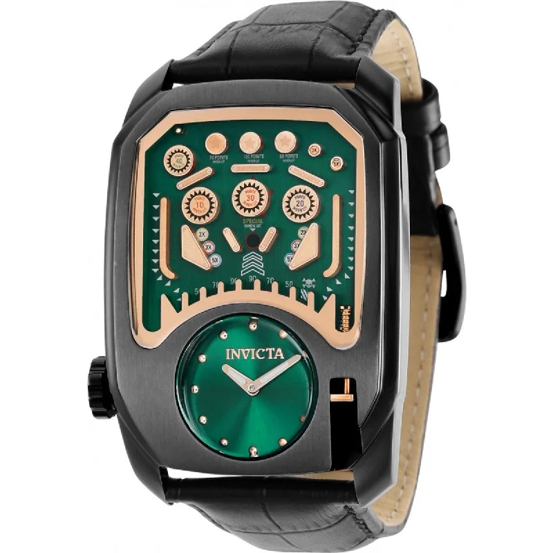 Watches with a luxurious look Invicta Men's Quartz Watch - Cuadro Green Dial Black Genuine Leather Strap | 35452 Watches with a luxurious look Invicta Men's Quartz Watch - Cuadro Green Dial Black Genuine Leather Strap | 35452