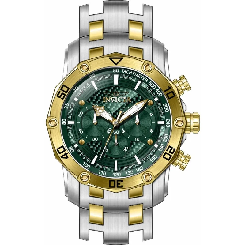 Watches with a stylish look Invicta Men's Watch - Pro Diver Chrono Rotating Bezel Green Dial SS Bracelet | 38446 Watches with a stylish look Invicta Men's Watch - Pro Diver Chrono Rotating Bezel Green Dial SS Bracelet | 38446
