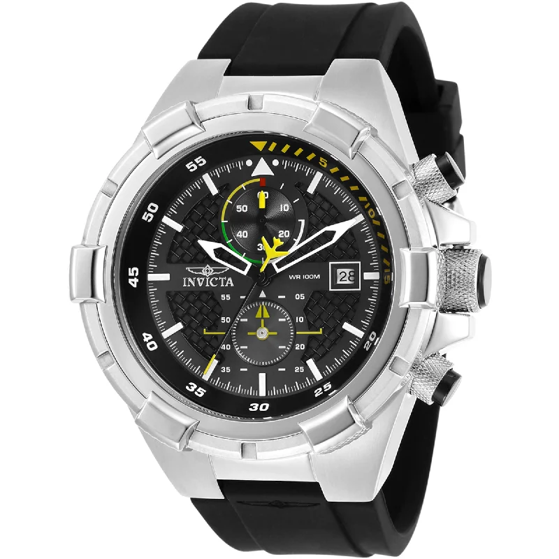 Men's dress watches with slim profile Invicta Men's Watch - Aviator Quartz Chronograph Black Dial Silicone Strap | 28102 Men's dress watches with slim profile Invicta Men's Watch - Aviator Quartz Chronograph Black Dial Silicone Strap | 28102
