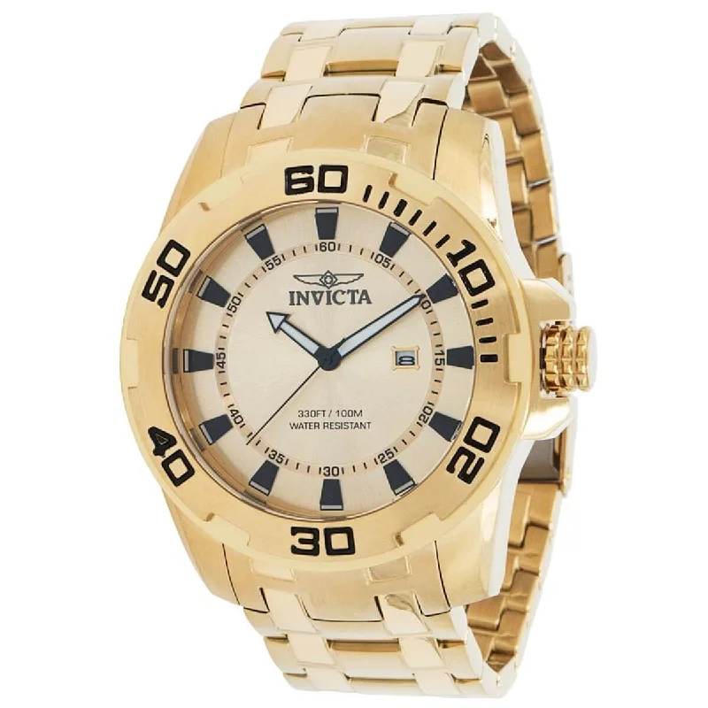 Formal watches for business people Invicta Men's Rotating Bezel Watch - Pro Diver Gold Tone Dial Bracelet | 39111 Formal watches for business people Invicta Men's Rotating Bezel Watch - Pro Diver Gold Tone Dial Bracelet | 39111
