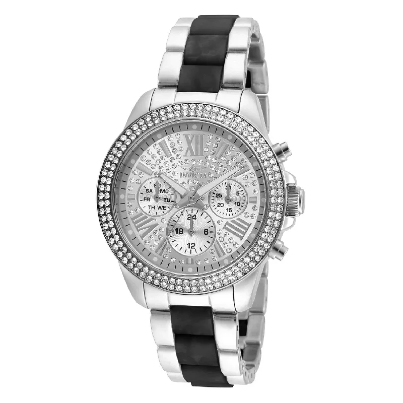 Women's dress watches with elegant straps Invicta Women's 20510 Angel Multi-Function Black and Silver Stainless Steel Watch Women's dress watches with elegant straps Invicta Women's 20510 Angel Multi-Function Black and Silver Stainless Steel Watch