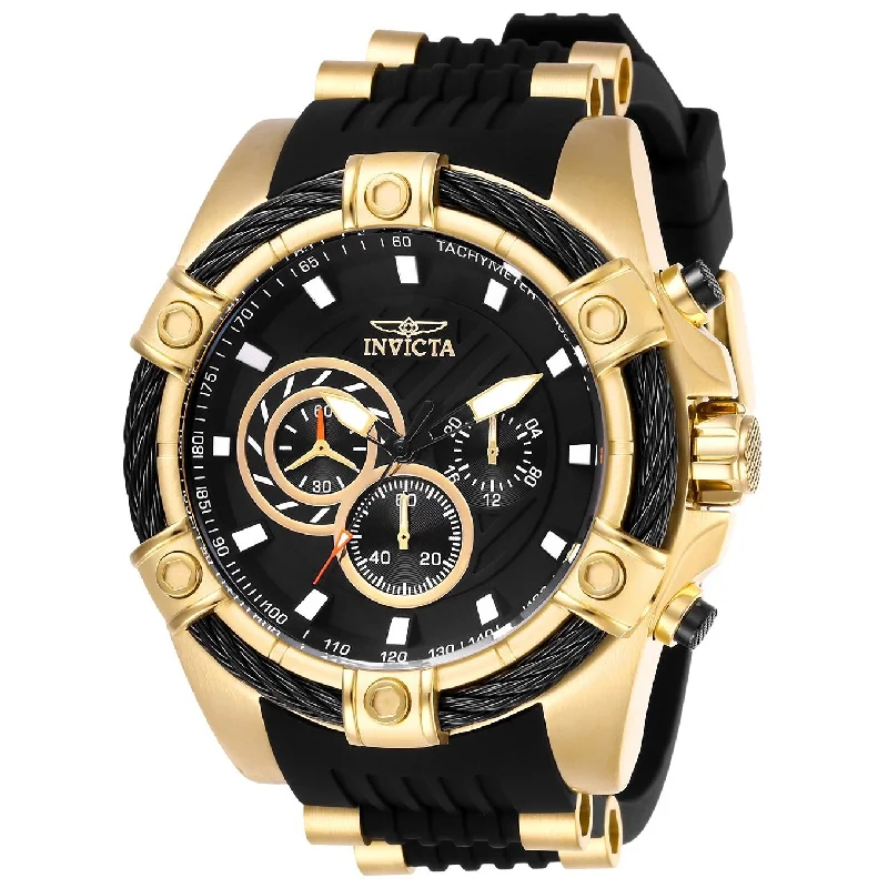 Men's dress watches with slim profile Invicta Men's 26818 Bolt Black and Gold-tone Inserts Polyurethane and Stainless Steel Watch Men's dress watches with slim profile Invicta Men's 26818 Bolt Black and Gold-tone Inserts Polyurethane and Stainless Steel Watch
