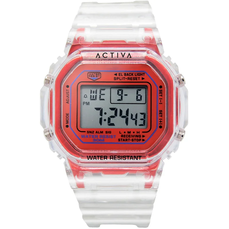 Casual watches for weekend outings Invicta Unisex Watch - Activa Digital Red Dial Transparent Strap | ACW424-009 Casual watches for weekend outings Invicta Unisex Watch - Activa Digital Red Dial Transparent Strap | ACW424-009