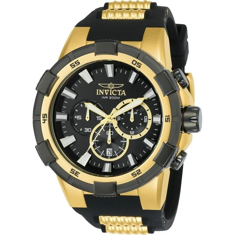 Modern design square dial watches Invicta Men's 23693 Aviator Black and Gold-Tone Inserts Polyurethane and Stainless Steel Watch Modern design square dial watches Invicta Men's 23693 Aviator Black and Gold-Tone Inserts Polyurethane and Stainless Steel Watch