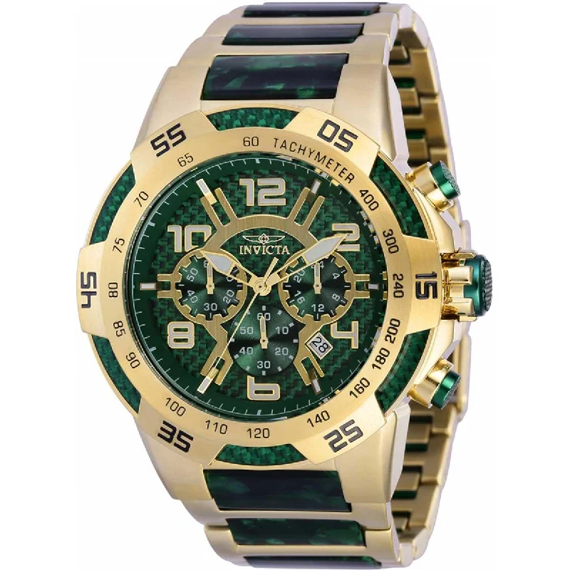 women’s watches with interchangeable bands   Invicta Men's Quartz Watch - Speedway Chrono Green and Gold Tone Dial Bracelet | 35208